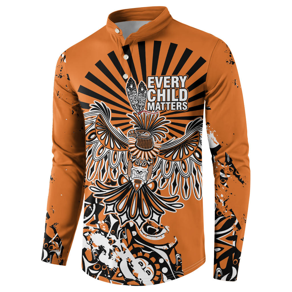 Canada Indigenous Orange Button Sweatshirt Haida Art Thunder Bird