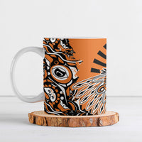 Canada Indigenous Orange Ceramic Mug Haida Art Thunder Bird