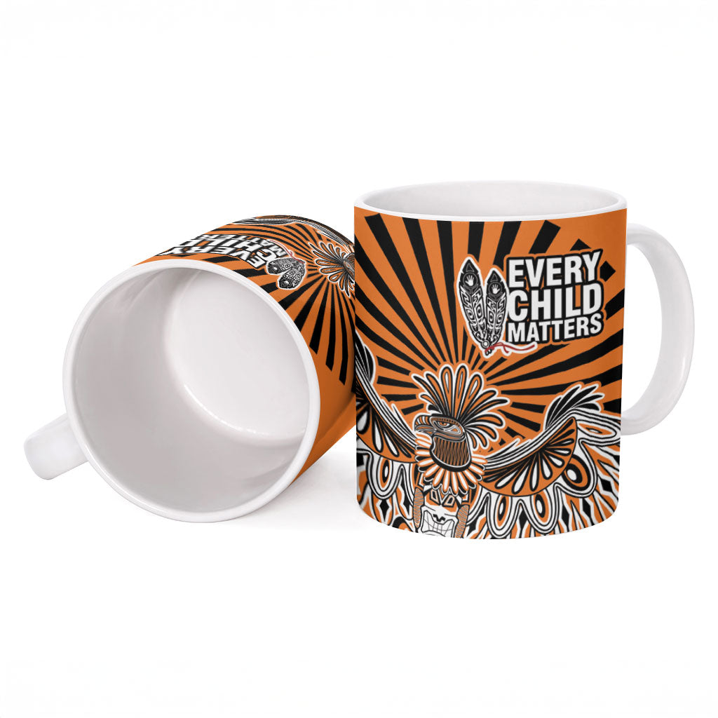 Canada Indigenous Orange Ceramic Mug Haida Art Thunder Bird