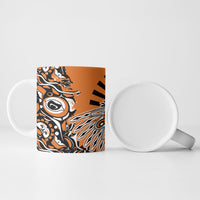 Canada Indigenous Orange Ceramic Mug Haida Art Thunder Bird