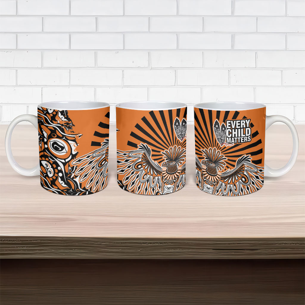 Canada Indigenous Orange Ceramic Mug Haida Art Thunder Bird