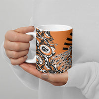 Canada Indigenous Orange Ceramic Mug Haida Art Thunder Bird