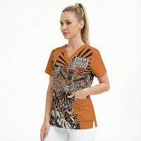 Canada Indigenous Orange Scrub Top Haida Art Thunder Bird