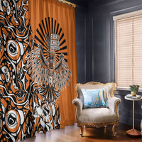 Canada Indigenous Orange Window Curtain Haida Art Thunder Bird
