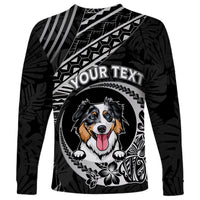 Unisex black long-sleeve dog shirt with 'YOUR TEXT' and dog crest graphic