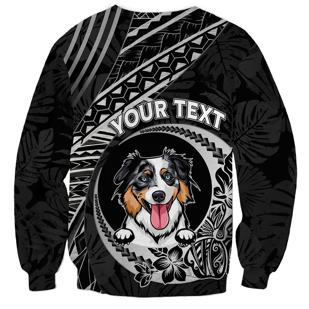 Black unisex dog sweatshirt with crescent Polynesian pattern and circular dog graphic