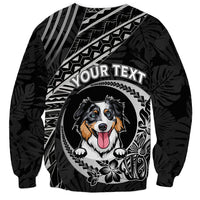 Black unisex dog sweatshirt with crescent Polynesian pattern and circular dog graphic
