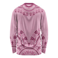 Pink dashiki long-sleeve shirt with allover graphic and back panel pattern