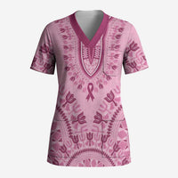 Dashiki Glamorous Pink Scrub Top Breast Cancer Awareness - Wonder Print Shop