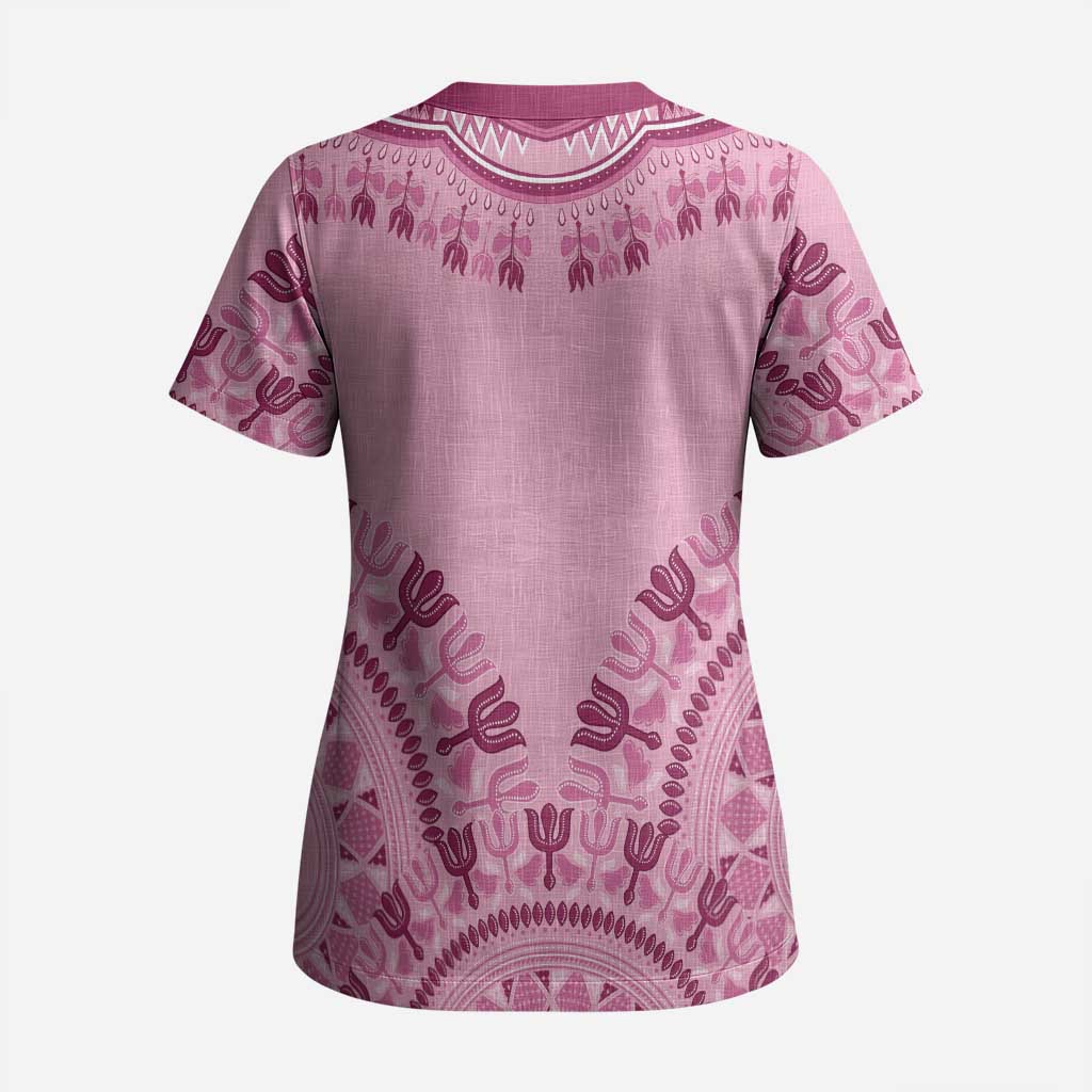 Dashiki Glamorous Pink Scrub Top Breast Cancer Awareness - Wonder Print Shop