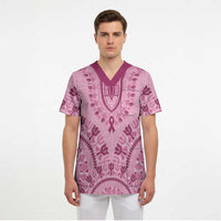 Dashiki Glamorous Pink Scrub Top Breast Cancer Awareness - Wonder Print Shop