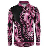 Breast Cancer Awareness Pink Ribbon Button Sweatshirt Dashiki Style - Wonder Print Shop