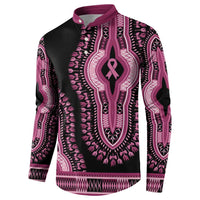 Breast Cancer Awareness Pink Ribbon Button Sweatshirt Dashiki Style - Wonder Print Shop