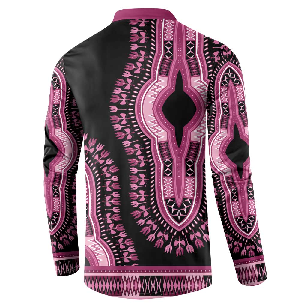 Breast Cancer Awareness Pink Ribbon Button Sweatshirt Dashiki Style - Wonder Print Shop