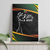 St Kitts & Nevis cricket canvas wall art leaning on shelf, black palm pattern and trophy
