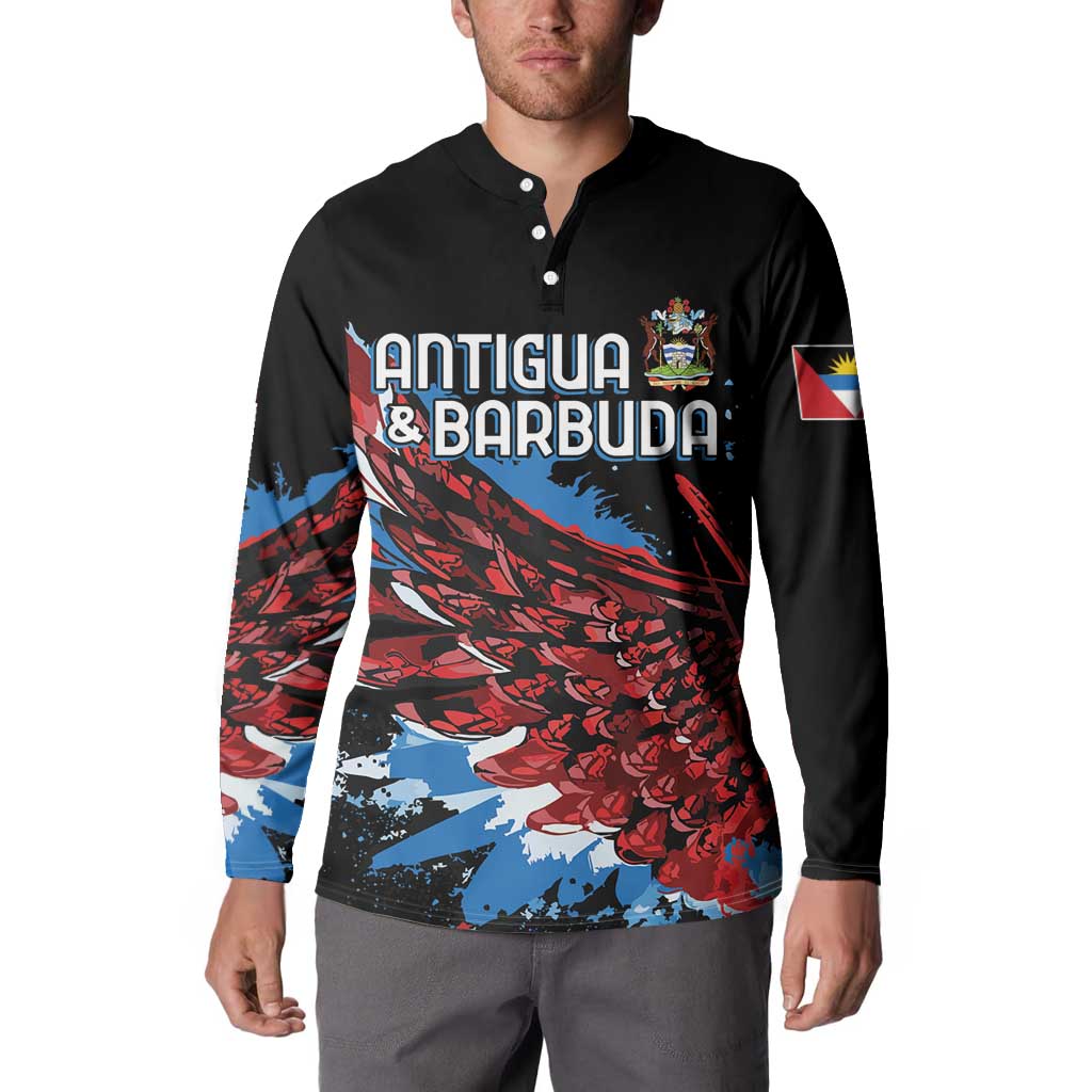 Antigua and Barbuda Cricket Custom Button Sweatshirt Falcons Wings - Take Off - Wonder Print Shop
