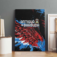 Antigua and Barbuda framed canvas wall art with bold red and blue wingburst