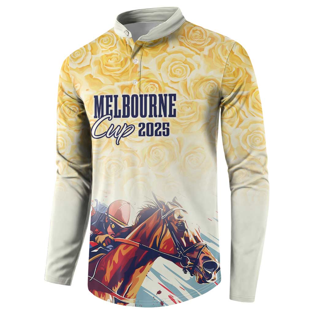 Melbourne Horse Racing Button Sweatshirt Yellow Rose Champion - Wonder Print Shop