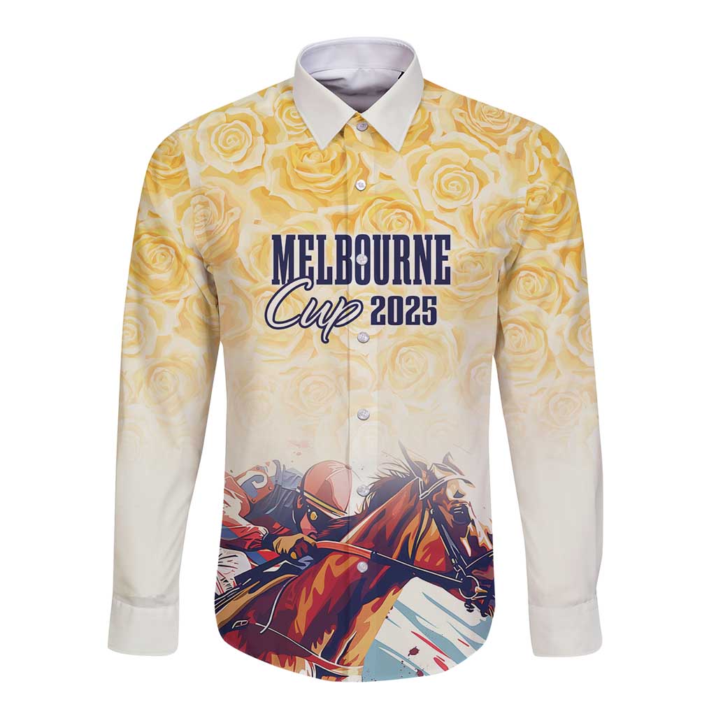Melbourne Horse Racing Long Sleeve Button Shirt Yellow Rose Champion - Wonder Print Shop
