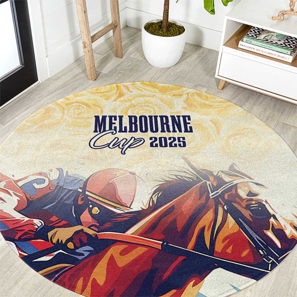 Melbourne Horse Racing Round Carpet Yellow Rose Champion - Wonder Print Shop