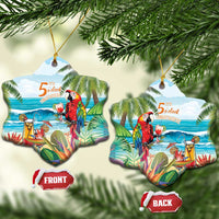 Heart-shaped ceramic Christmas ornament in colorful tropical parrot “5 o’clock somewhere”