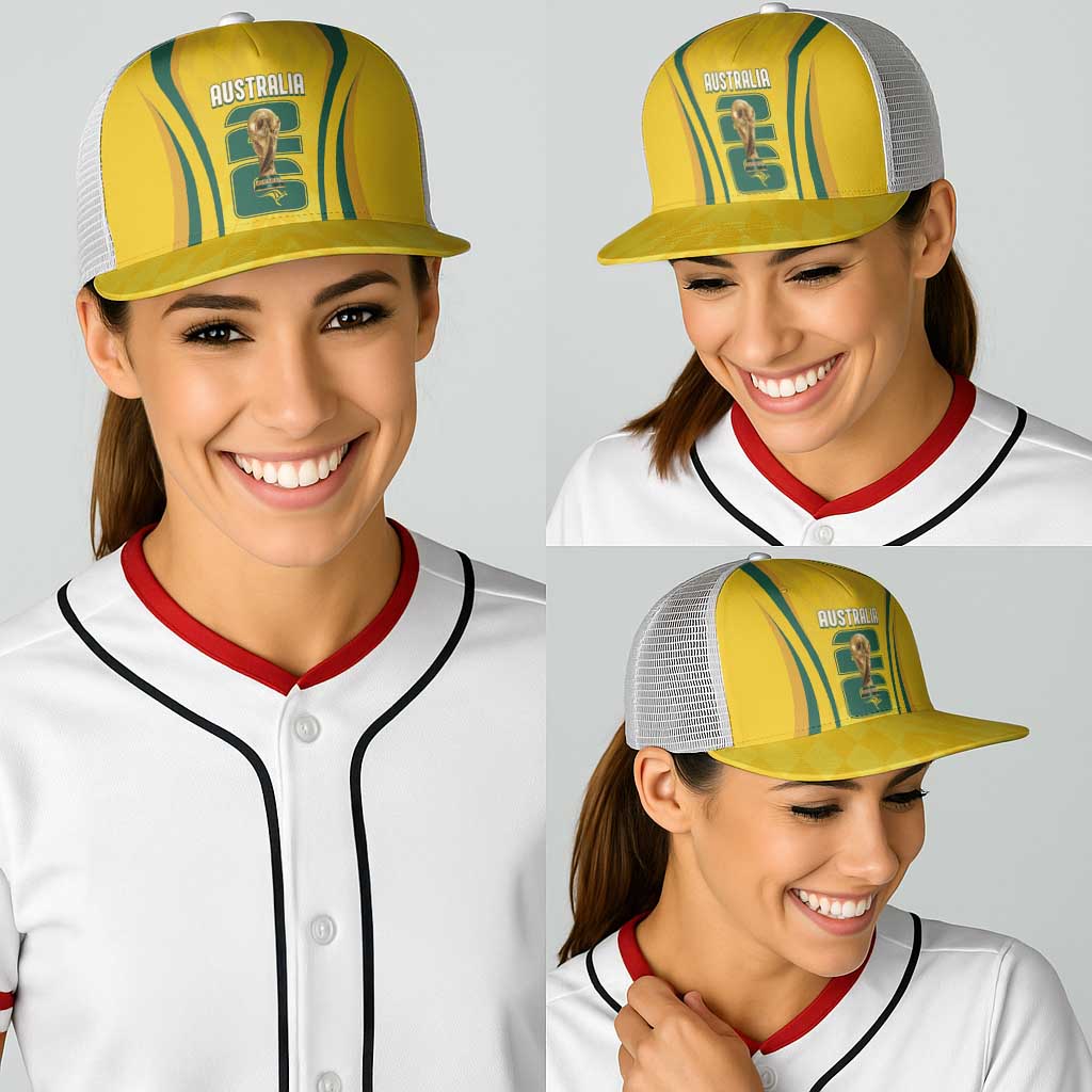 Australia Socceroos Custom Baseball Net Cap 2026 Forever Golden - Wonder Print Shop