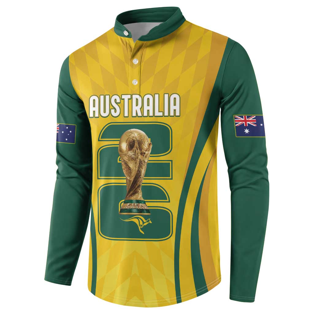 Australia Socceroos Custom Button Sweatshirt 2026 Forever Golden - Wonder Print Shop