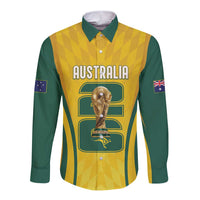 Australia Socceroos Custom Long Sleeve Button Shirt 2026 Forever Golden - Wonder Print Shop