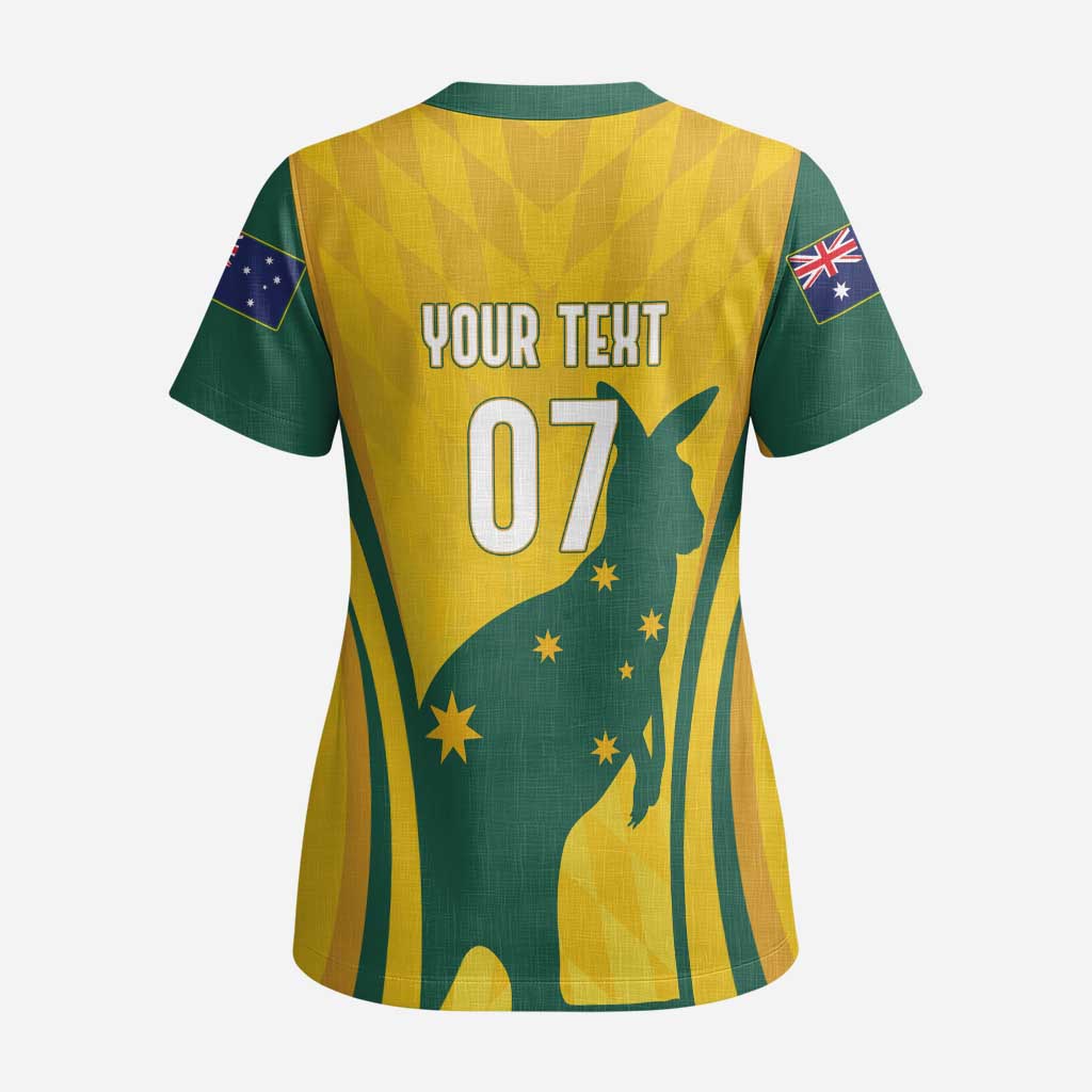 Australia Socceroos Custom Scrub Top 2026 Forever Golden - Wonder Print Shop