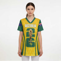 Australia Socceroos Custom Scrub Top 2026 Forever Golden - Wonder Print Shop