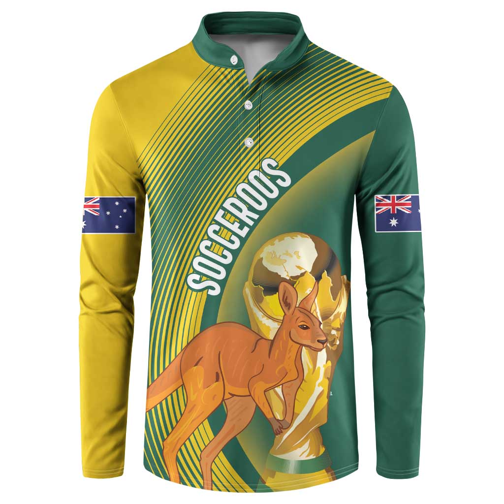 Australia Socceroos WC2026 Custom Button Sweatshirt Golden Champions - Wonder Print Shop