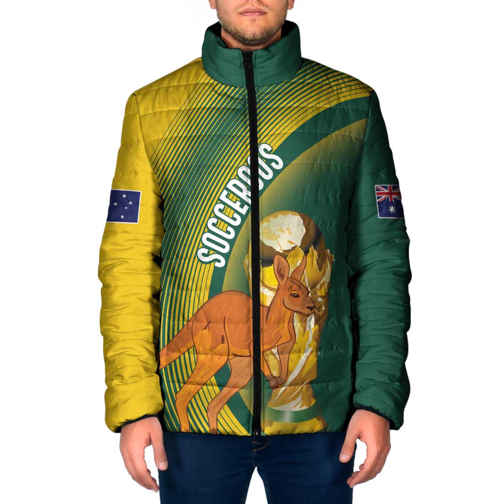 Australia Socceroos WC2026 Custom Padded Jacket Golden Champions - Wonder Print Shop