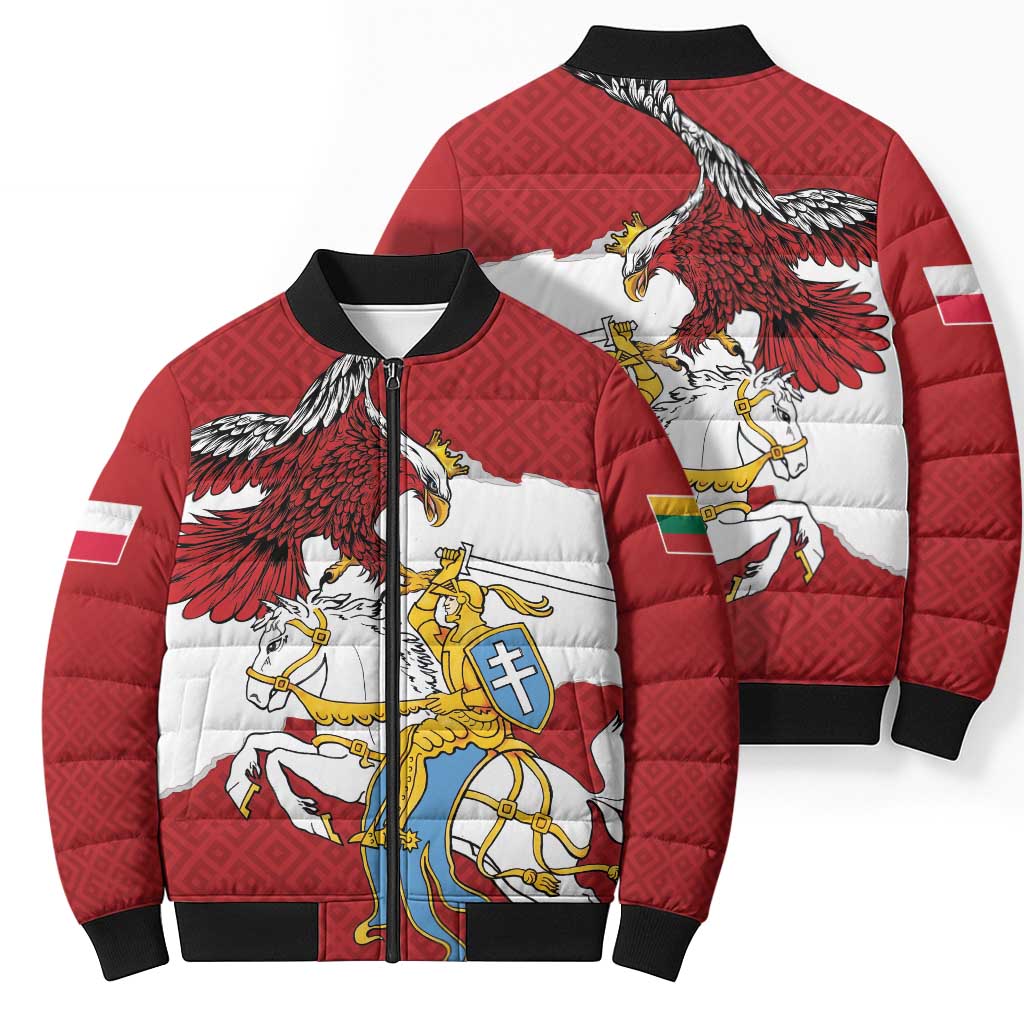 Poland-Lithuania Folk Patterns Bomber Puffer Jacket