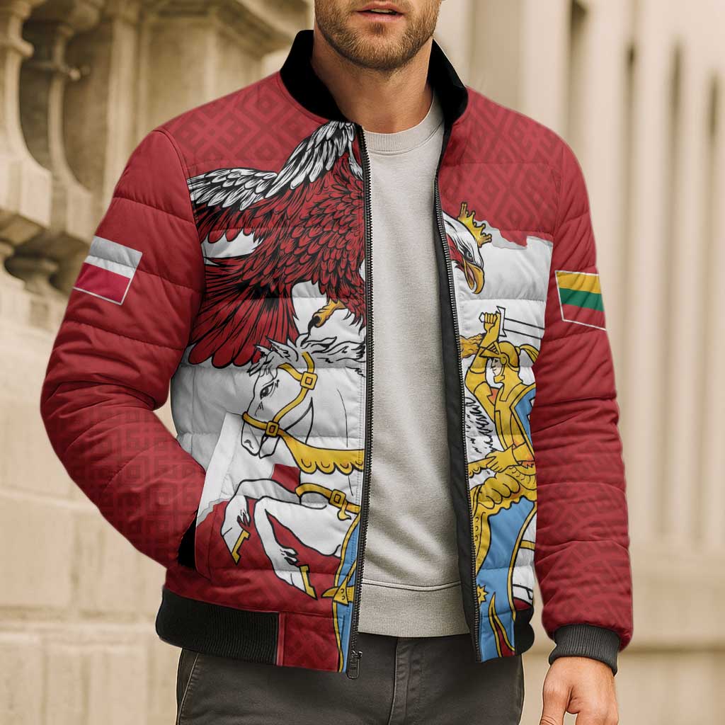 Poland-Lithuania Folk Patterns Bomber Puffer Jacket