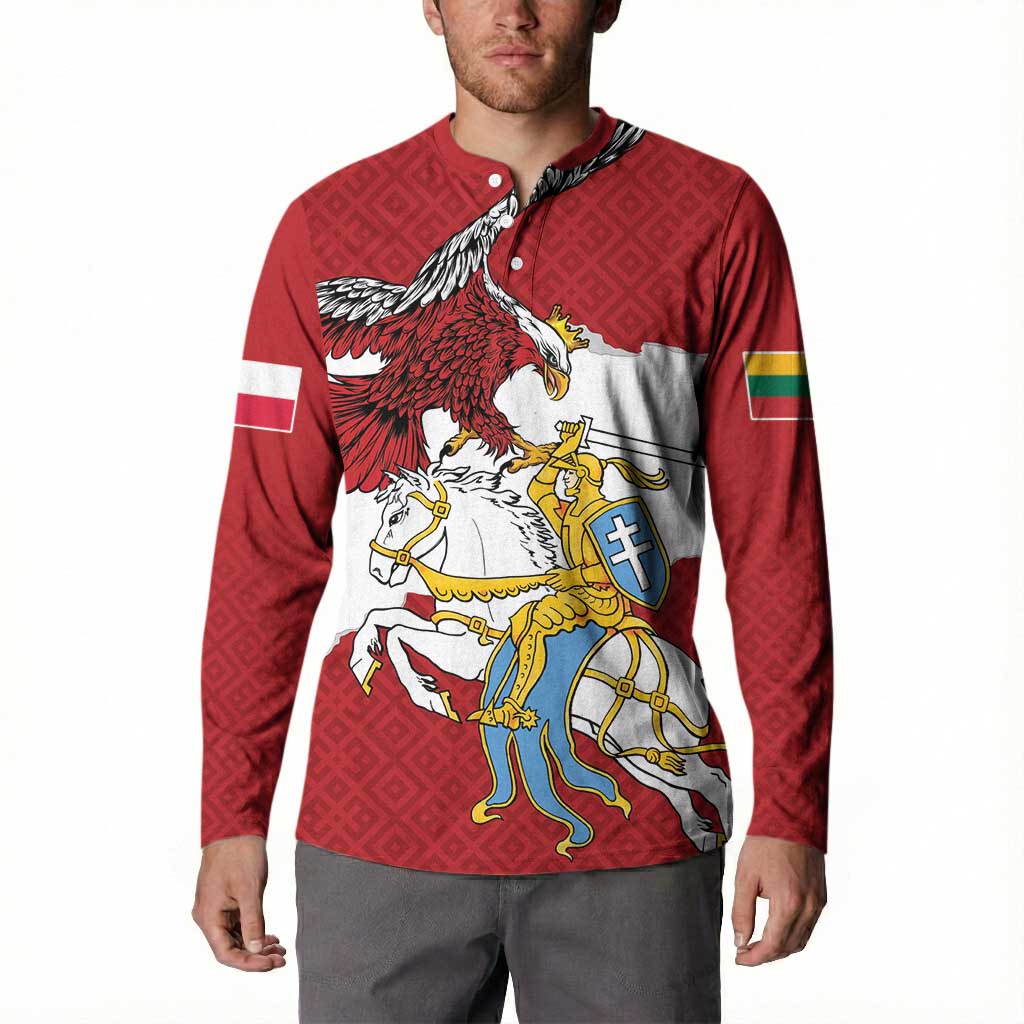 Poland-Lithuania Folk Patterns Button Sweatshirt