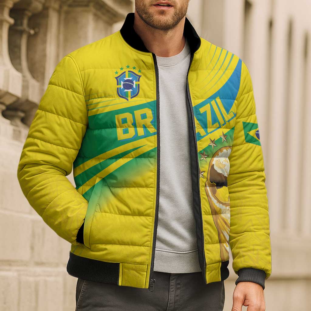 Brazil WC2026 Personalized Bomber Puffer Jacket Pentacampeón Canaries