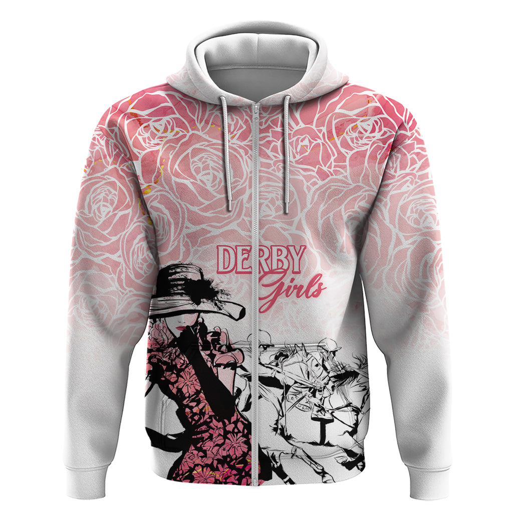 Kentucky Horse Racing Zip Hoodie Derby Girls Pink Out - Wonder Print Shop