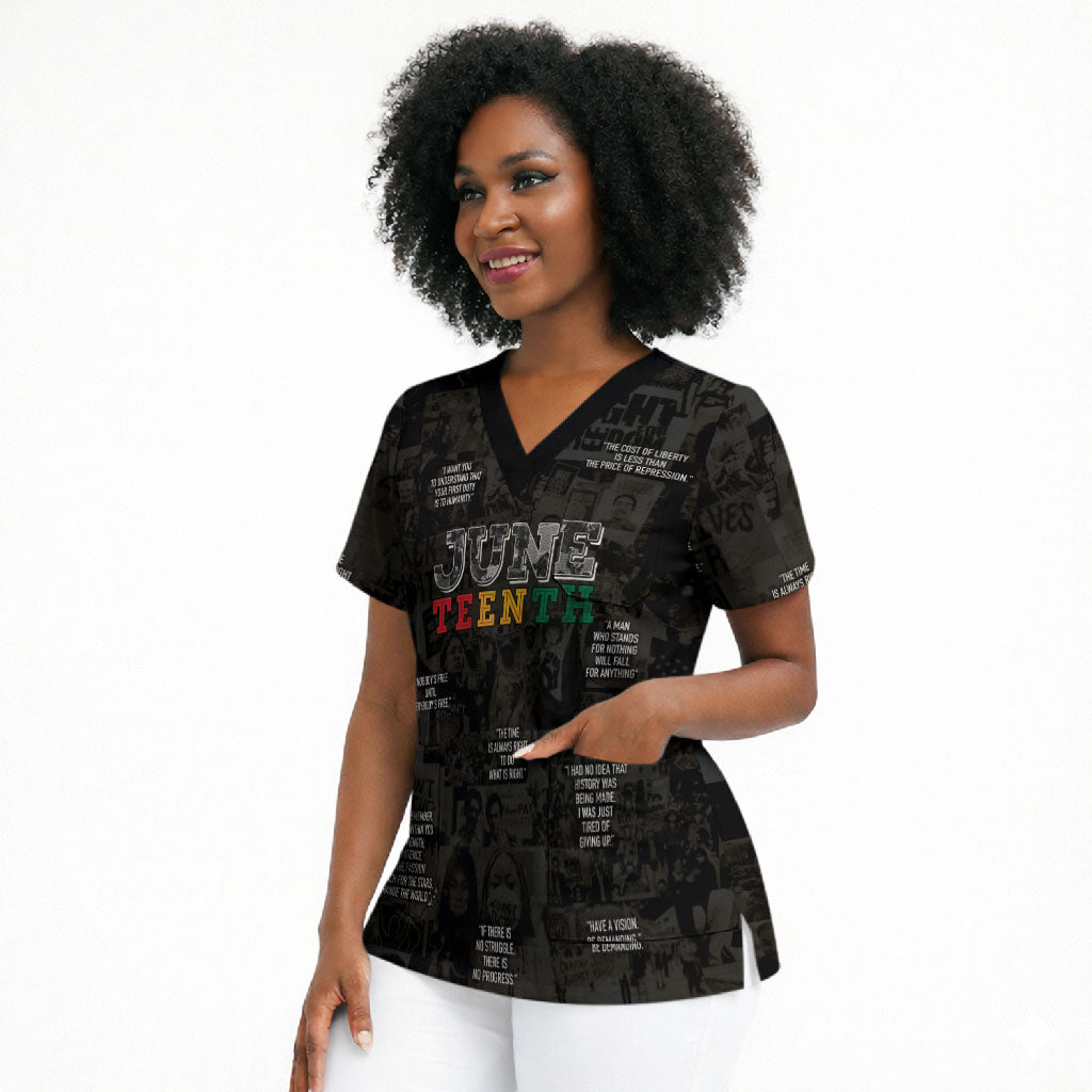 Juneteenth Black History Scrub Top Inspirational Quotes Collage