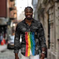 Juneteenth 2026 Black History Long Sleeve Button Shirt Freedom Quotes Collage