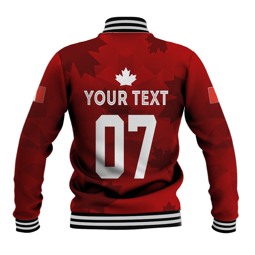 Red jacket back with YOUR TEXT and number 07, striped ribbed collar and hem.