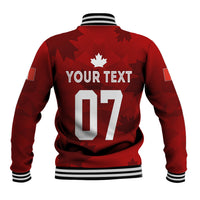 Red jacket back with YOUR TEXT and number 07, striped ribbed collar and hem.