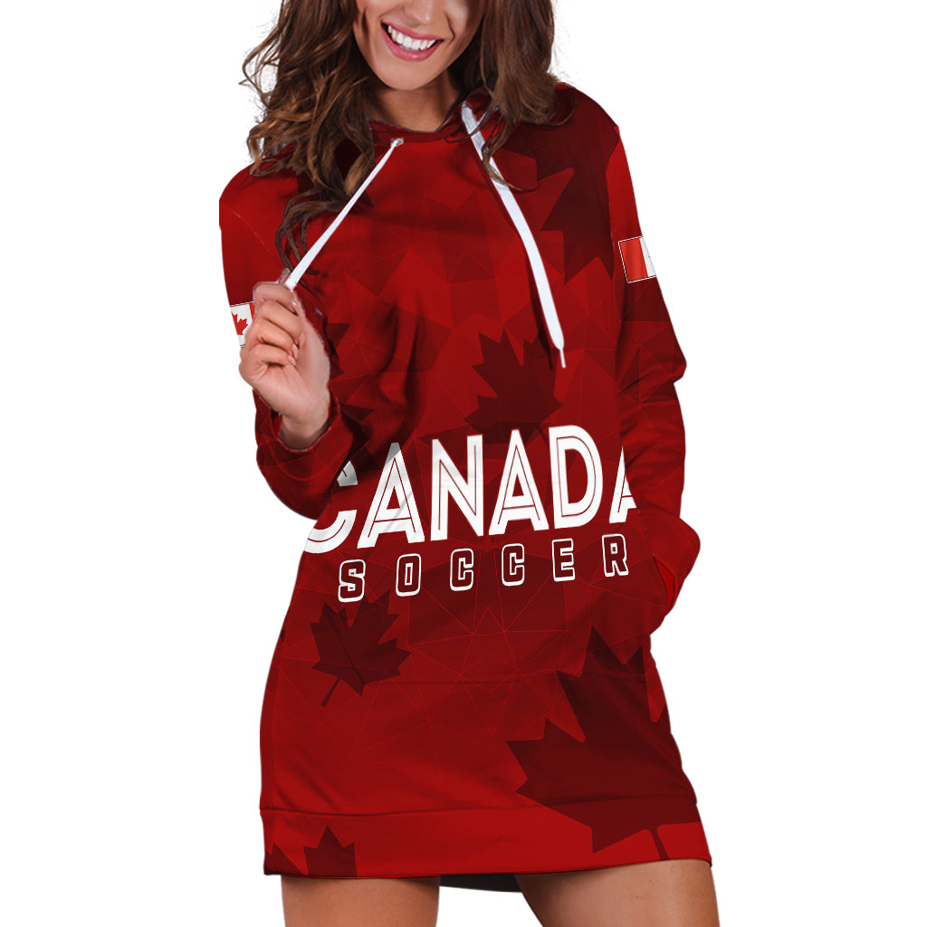 Personalised Canada Soccer Hoodie Dress Women's WC 2023 Maple Style - Wonder Print Shop