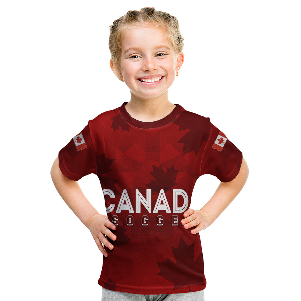 Personalised Canada Soccer Kid T Shirt Women's WC 2023 Maple Style - Wonder Print Shop