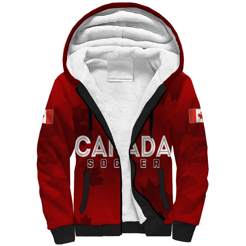 Personalised Canada Soccer Sherpa Hoodie Women's WC 2023 Maple Style - Wonder Print Shop