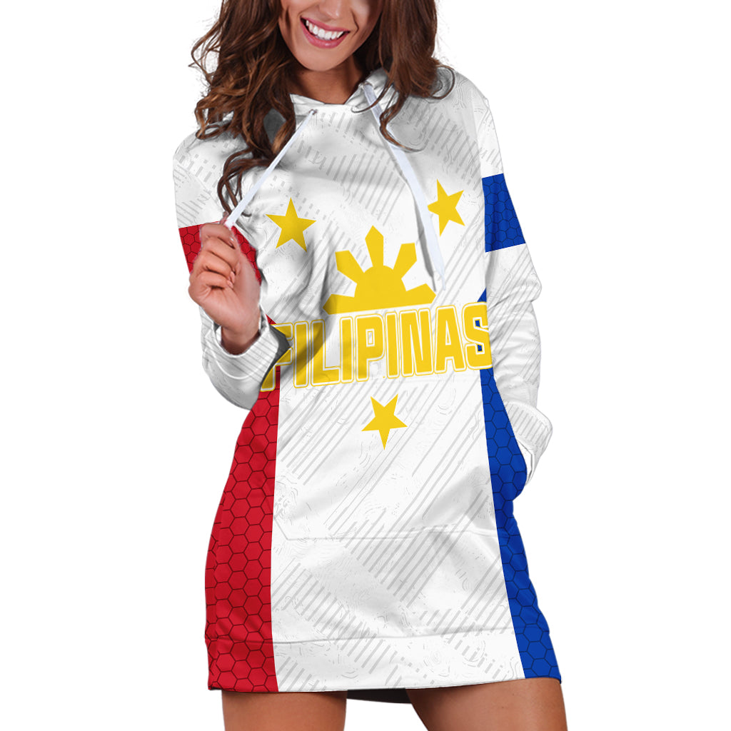 Personalised Philippines Football Hoodie Dress Women's WC 2023 Filipinas Basic Ver - Wonder Print Shop