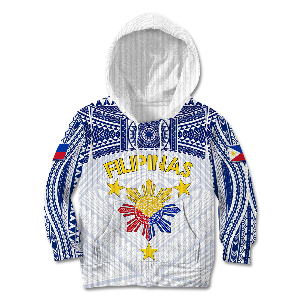 Personalised Philippines Football Kid Hoodie Women's WC 2023 Filipinas Tribal Ver - Wonder Print Shop