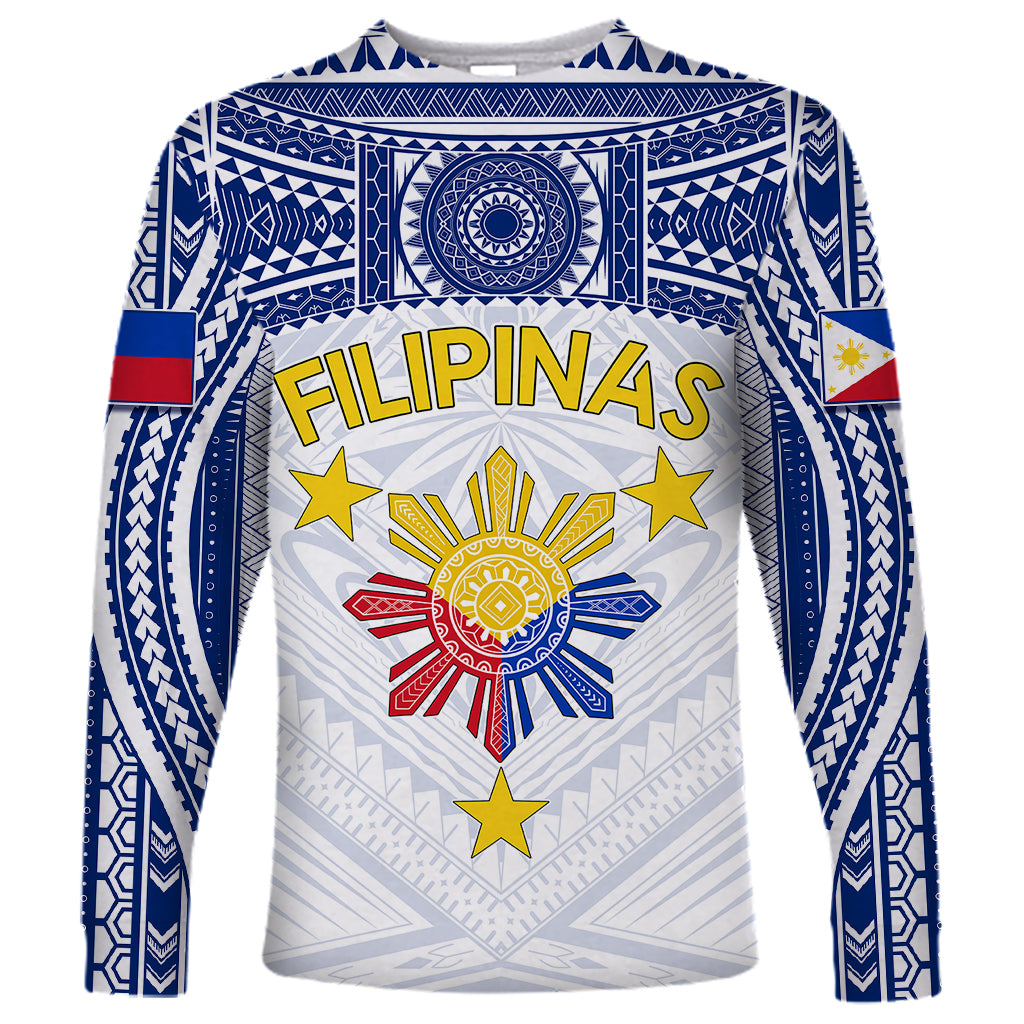 Personalised Philippines Football Long Sleeve Shirt Women's WC 2023 Filipinas Tribal Ver - Wonder Print Shop