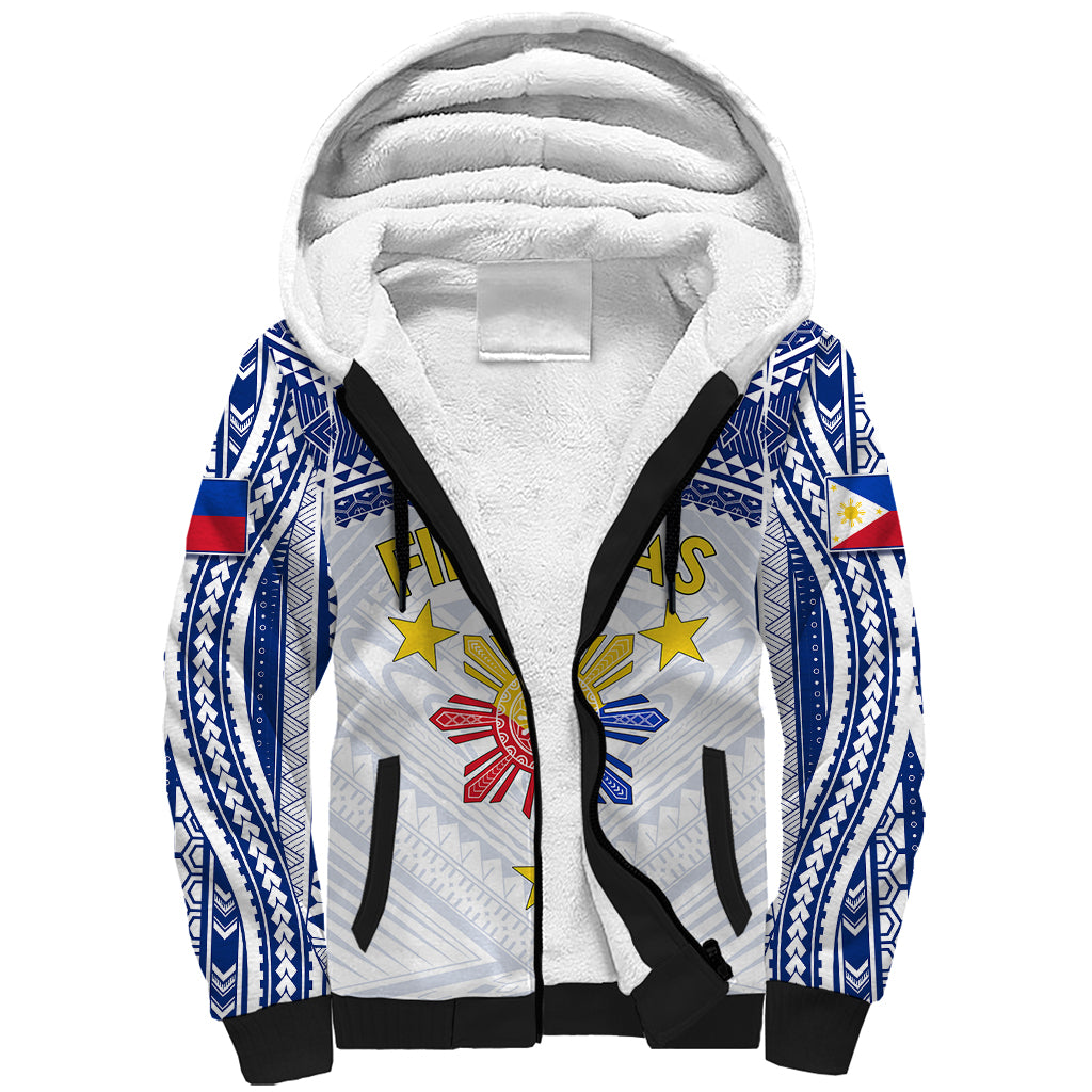 Personalised Philippines Football Sherpa Hoodie Women's WC 2023 Filipinas Tribal Ver - Wonder Print Shop