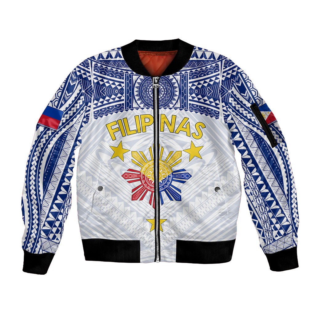 Personalised Philippines Football Sleeve Zip Bomber Jacket Women's WC 2023 Filipinas Tribal Ver - Wonder Print Shop