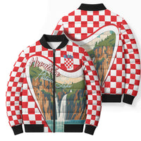 Plitvice Waterfall Hrvatska Scenery Bomber Puffer Jacket